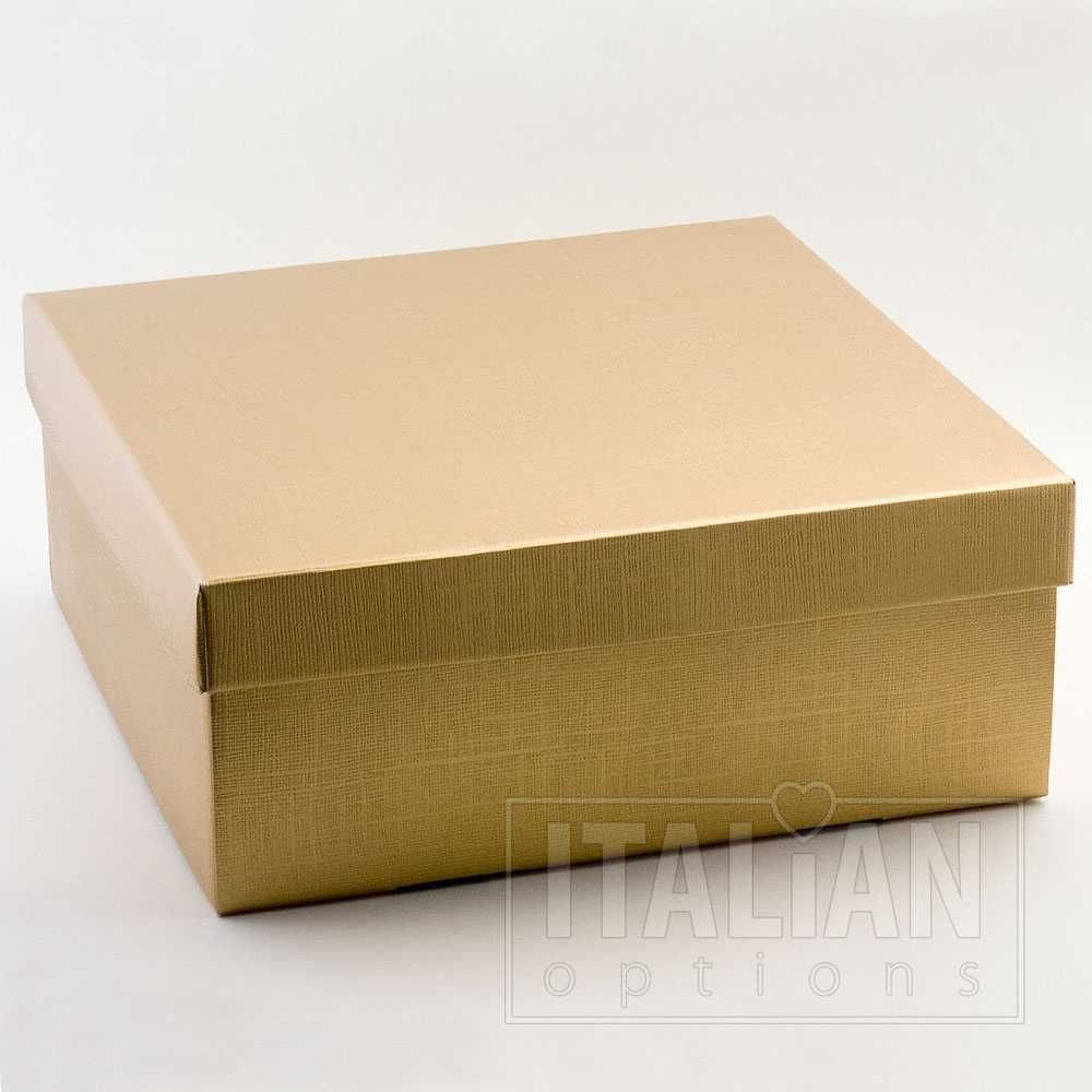 Gold Silk Square Box & Lid 300x300x120mm