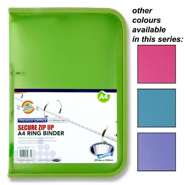 Office A4 PP Zipped Ring Binder