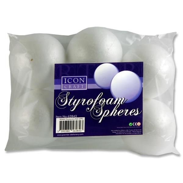 Pkt.6 Styrofoam Spheres - 80Mm