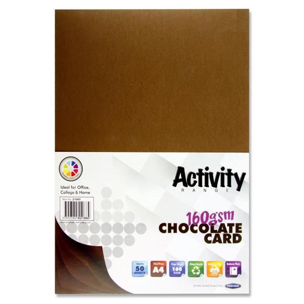 Activity A4 160gsm Card 50 Sheets - Choc