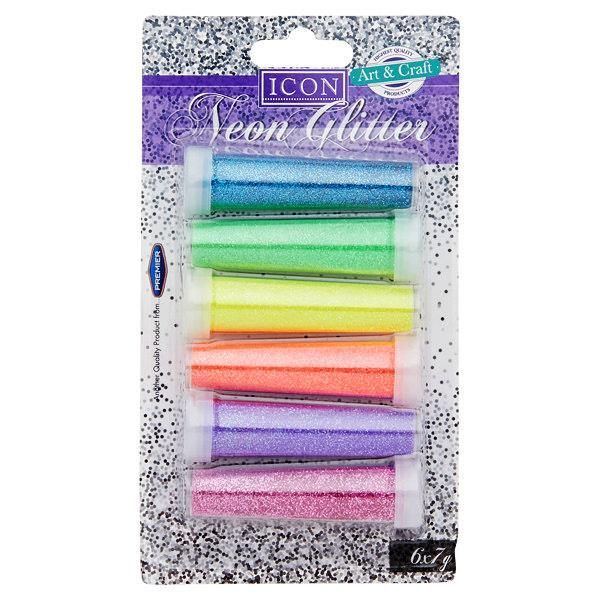 Icon Card 6x7g Neon Glitter Shakers