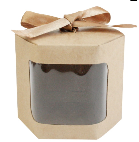 HEXAGON GIFT BAG WITH CLEAR WINDOW 7x7x8