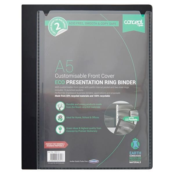 A5 Eco Presentation Ring Binder W/12 Pun