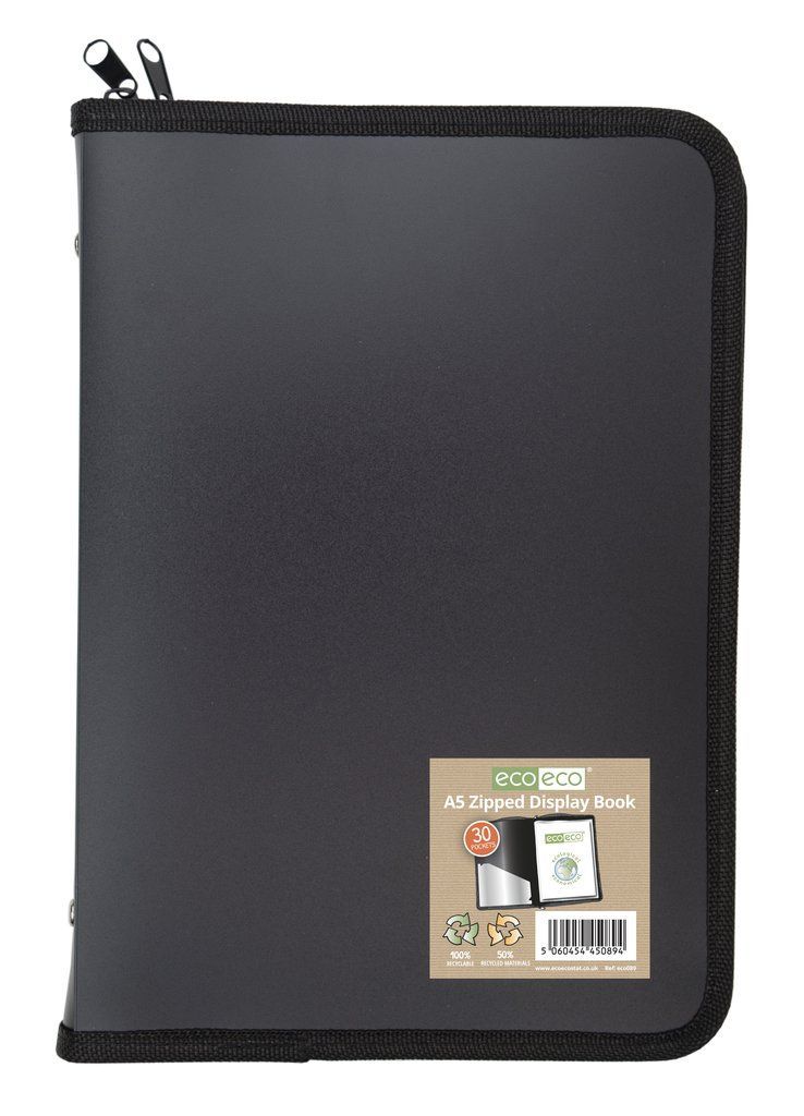 A5 50% Recycled 30 Pocket Zipped Display