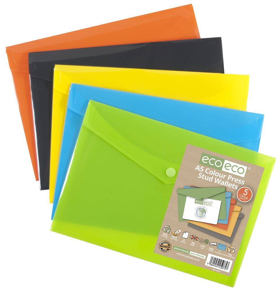 A5 50% Recycled Colour Press Stud Wallet
