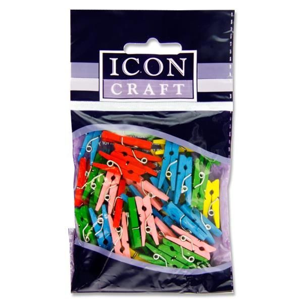 Craft Pkt.50 Mini Clothes Pegs - Color