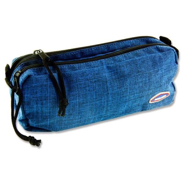 Twin Zip Pencil Case - Blue Denim