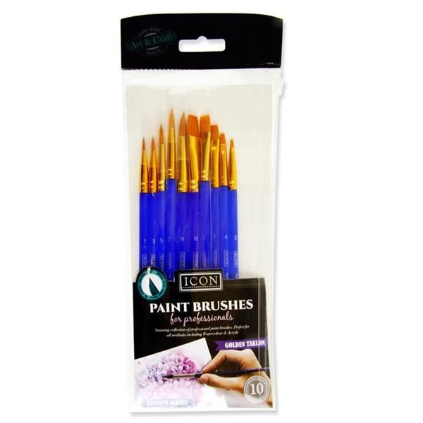 10pce Brush Set - Golden Taklon Beveled