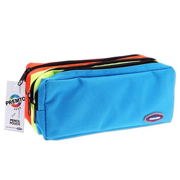 Neon 3 Pocket Zip Pencil Case