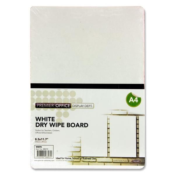A4 Coloured Dry Wipe Board - White