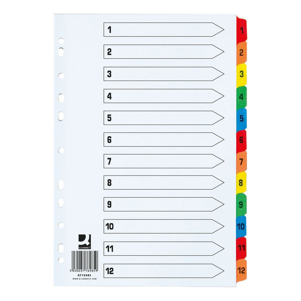 1-12 Index Extra Wide DIVIDERS