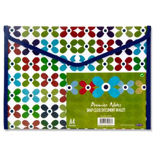 A4 Snap Close Document Wallet - Floral
