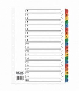 ValueX Index Mylar Coloured Tabs 1-20 A4