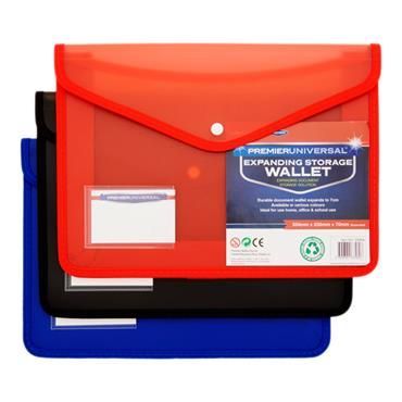 A4 Plastic Wallets - 3 Asst