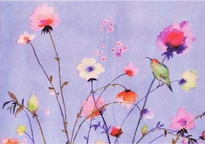 NOTE CARD LAVENDER WILDFLOWERS