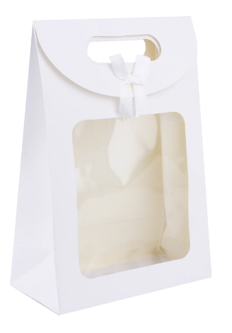 WHITE KRAFT BOW BAG 20x14x7cm