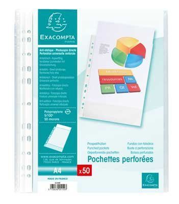 Pk 50 Punch Pockets PP A4 0.05mm Grain