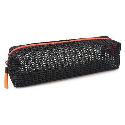 Grid Mesh Black Orange Zip Pencil Case