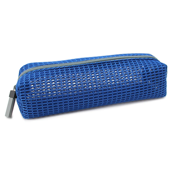 Grid Mesh Blue Grey Pencil Case