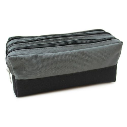 3 Zip Pencil Case Grey