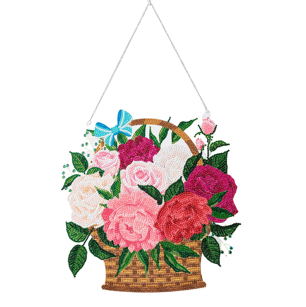 Flowers, 30x30cm Crystal Art Hanging Bas