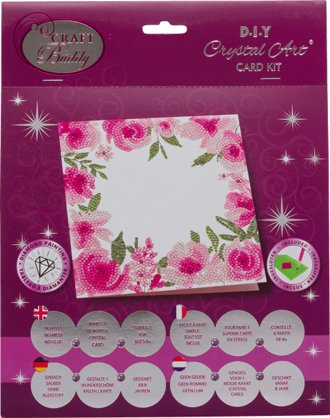 Floral Border, 18x18cm Crystal Art Card