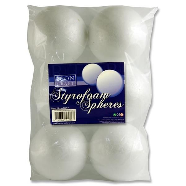 Icon Craft Pkt.6 Styrofoam Spheres 10cm