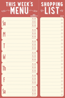This Weeks Menu Note Pad