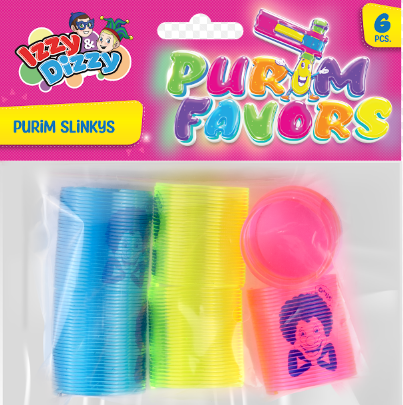 Ner Mitzvah Purim Slinkys x6