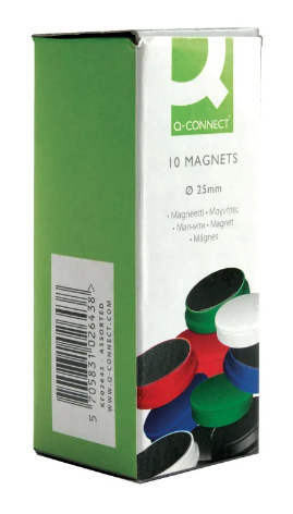 Q-Connect Round Magnet 25mm Assorted 10