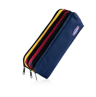 3 Pocket Zip Pencil Case - Blue & Red