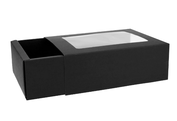 00696 Black Slide Boxes, 19.5x15.5x5cm