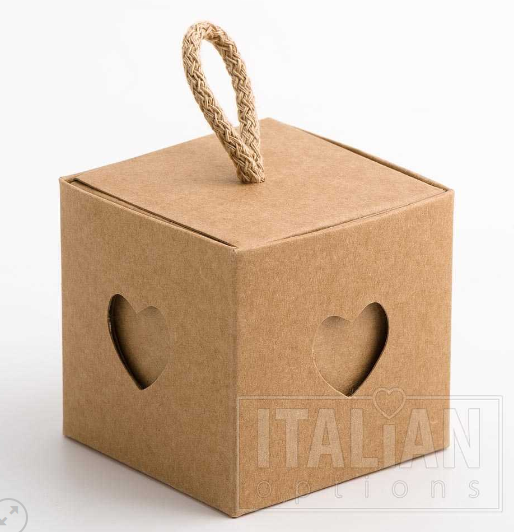 Rustic Kraft – 80mm Cube Box with Cord a