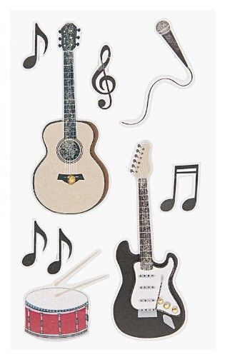 3D STICKERS, ROCK MUSIC 7 X 15 CM