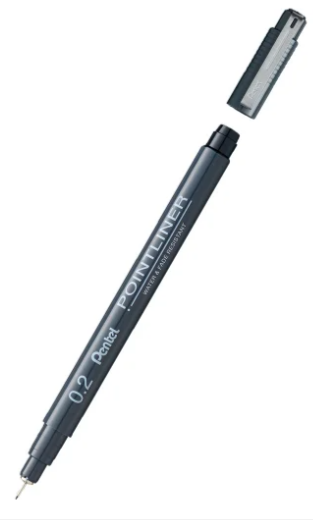 PENTEL POINTLINER PEN 0.2MM BLK
