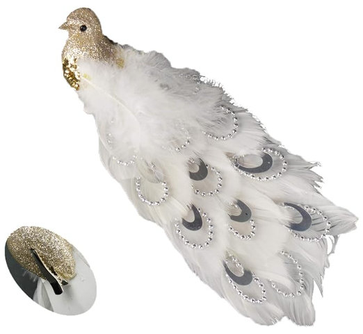 CLIP ON PEACOCK SILVER 21 CM