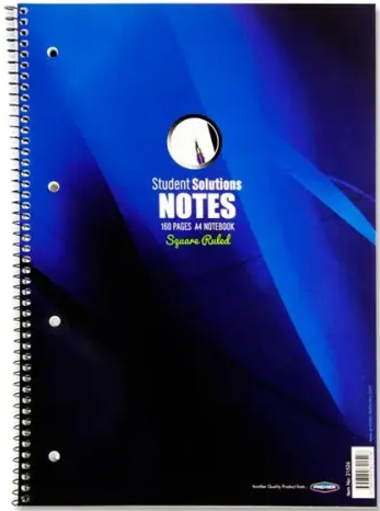 STUDENT SOLUTIONS A4 160pg 5mm Sq SPIRAL NOTEBOOK