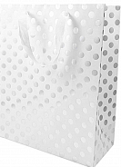 Gift bag white dots silver