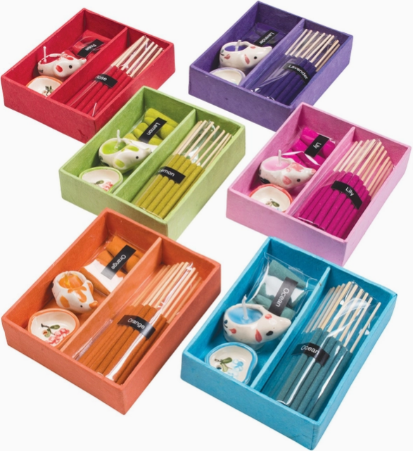 Gift Set With Incense Sticks, Candle & Holder