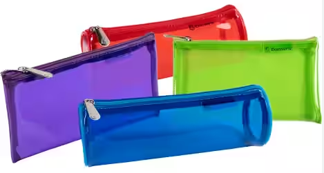 PENCIL CASE EXACOMPTA ROUND- COLOURED CLEAR