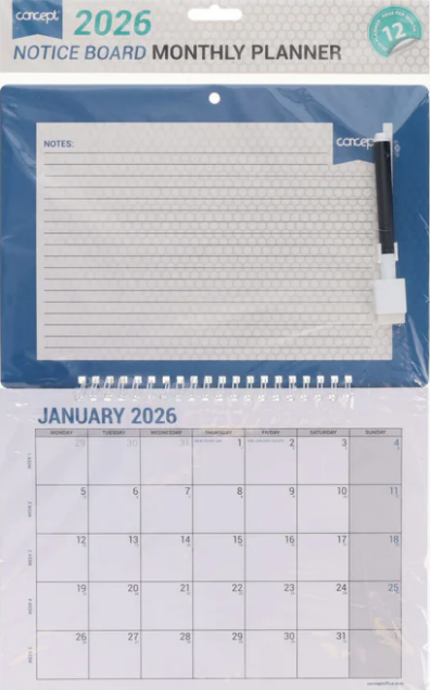 CONCEPT 2026 NOTICE BOARD MONTHLY PLANNER