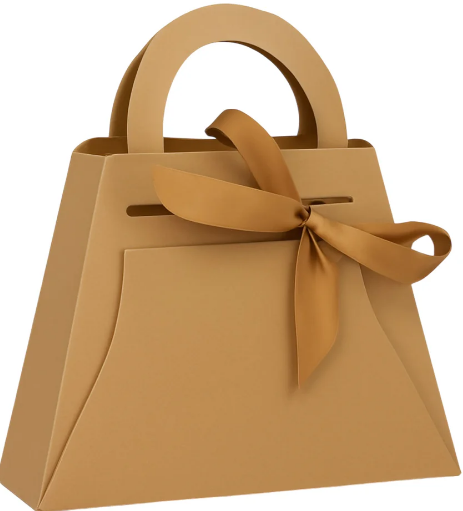 Handbag Style Gift Box With Handles - Pack of 12 15 x 10 x 8 cm Brown