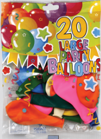 20PK 10in ASST CLASSIC PARTY BALLOONS