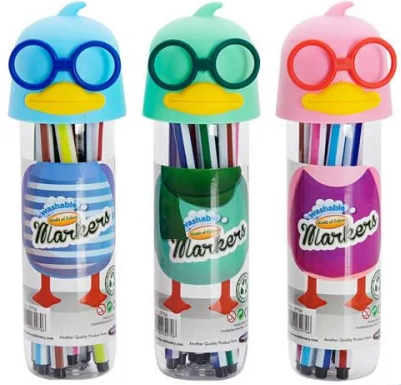 WORLD OF COLOUR TUB 12 WASHABLE FELT TIP MARKERS - DUCK
