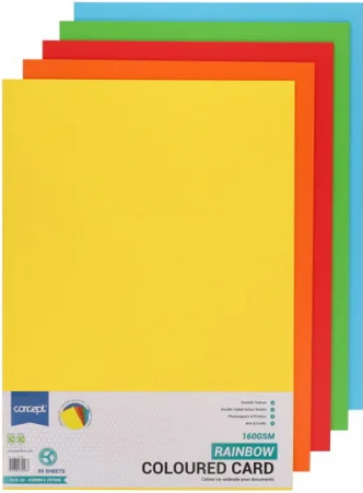 CONCEPT A3 160gsm CARD 50 SHEETS - RAINBOW