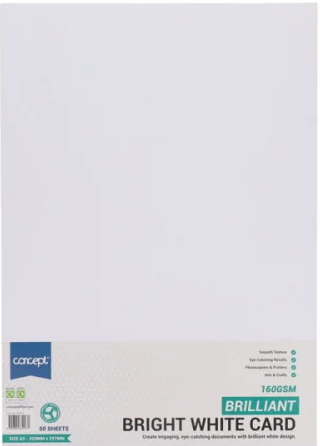 CONCEPT A3 160gsm CARD 50 SHEETS - WHITE