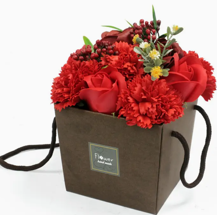 Soap Flower Bouquet - Red Rose & Carnation