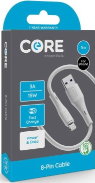 Core 8-Pin Cable 1m TPE White 3A 15W Fast Charge