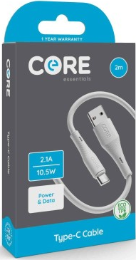 Core Type-C Cable 2m TPE White 2.1A 10.5W