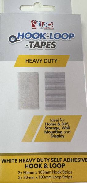 White Heavy Duty Self Adhesive Hook & Loop